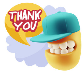 3d Illustration Laughing Character Emoji Expression saying Thank