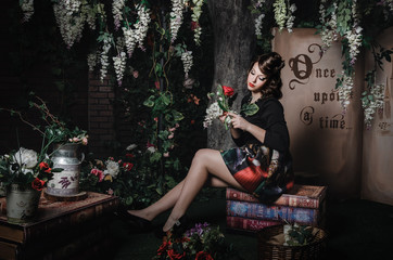 Magic portrait of romantic beautiful girl. Creative concept fantasy stylization.