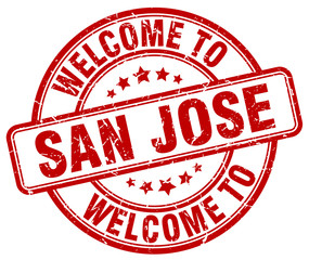welcome to San Jose red round vintage stamp