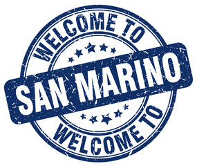 welcome to San Marino blue round vintage stamp