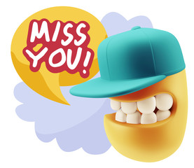 3d Illustration Laughing Character Emoji Expression saying Miss