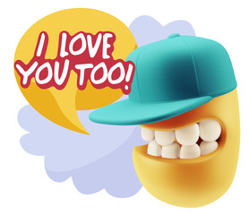 Fototapeta premium 3d Illustration Laughing Character Emoji Expression saying I Lov