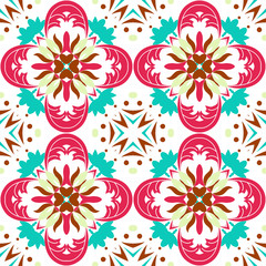 Mexican stylized talavera tiles seamless pattern. Background for design and fashion. Arabic, Indian patterns