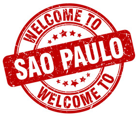 welcome to Sao Paulo red round vintage stamp