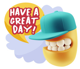 3d Rendering Smile Character Emoticon Expression saying Have A G