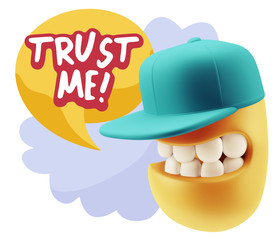 3d Illustration Laughing Character Emoji Expression saying Trust