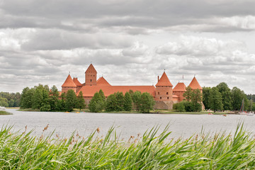 Trakai castle in the middle of island, historical capital of Lithuania