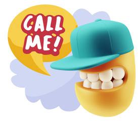 3d Illustration Laughing Character Emoji Expression saying Call