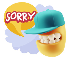 3d Illustration Laughing Character Emoji Expression saying Sorry