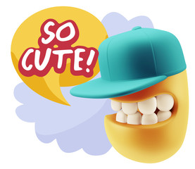 3d Illustration Laughing Character Emoji Expression saying So Cu