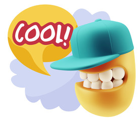 3d Illustration Laughing Character Emoji Expression saying Cool