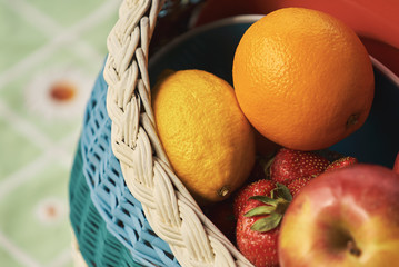 fruit basket - countryside - closeup
