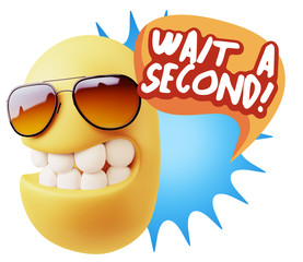3d Illustration Laughing Character Emoji Expression saying Wait