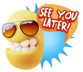 3d Illustration Laughing Character Emoji Expression saying See Y