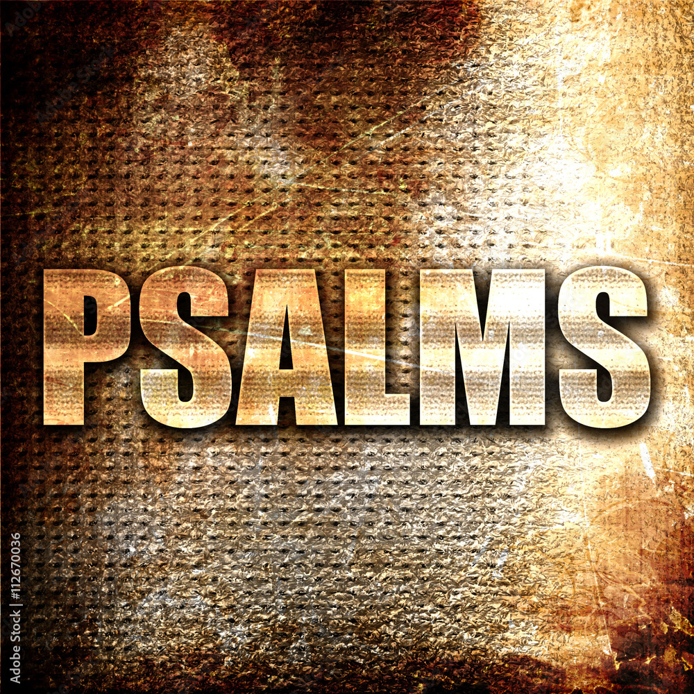 Poster psalms, 3d rendering, metal text on rust background