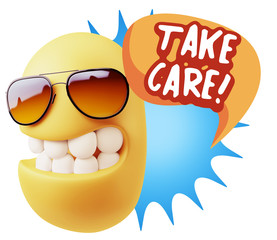 3d Illustration Laughing Character Emoji Expression saying Take