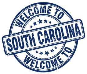 welcome to South Carolina blue round vintage stamp