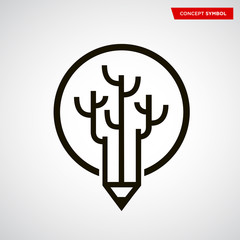 Creative brain pencil logo design