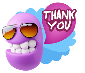 3d Illustration Laughing Character Emoji Expression saying Thank