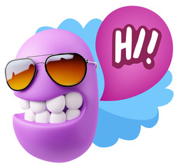 3d Illustration Laughing Character Emoji Expression saying Hi wi