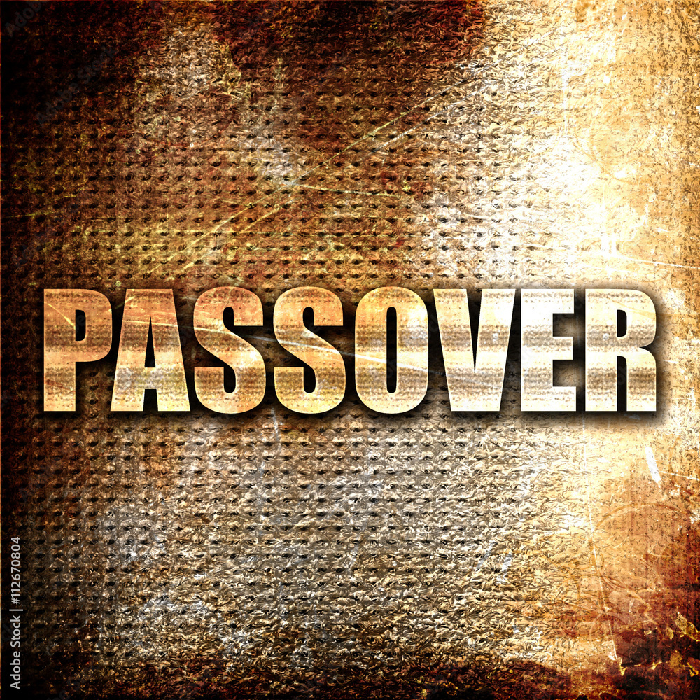 Poster passover, 3d rendering, metal text on rust background