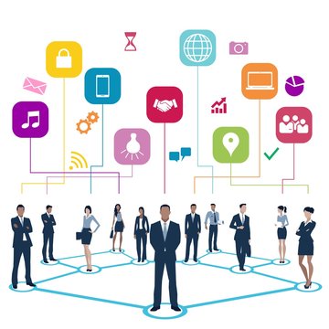 business people and icons