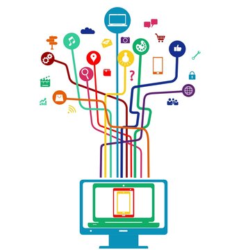 Internet, social networking and icons
