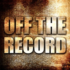 off the record, 3D rendering, metal text on rust background