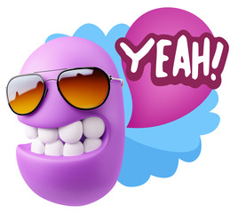 Obraz premium 3d Illustration Laughing Character Emoji Expression saying Yeah