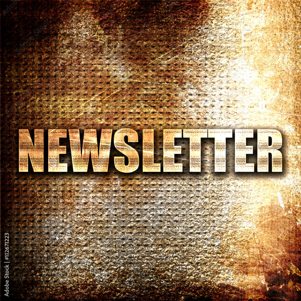 Poster newsletter, 3d rendering, metal text on rust background