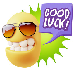 3d Illustration Laughing Character Emoji Expression saying Good