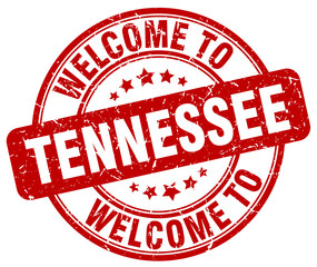 welcome to Tennessee red round vintage stamp