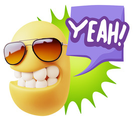 3d Illustration Laughing Character Emoji Expression saying Yeah
