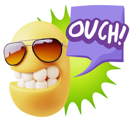 3d Illustration Laughing Character Emoji Expression saying Ouch