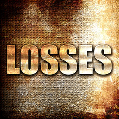 losses, 3D rendering, metal text on rust background