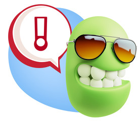 3d Rendering Smile Character Emoticon Expression saying ! with C