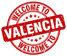 welcome to Valencia red round vintage stamp
