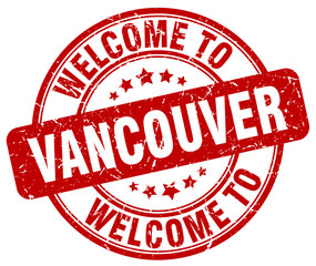 welcome to Vancouver red round vintage stamp