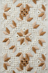 Slavic traditional pattern ornament embroidery by flat stitch . Design of ethnic textures.