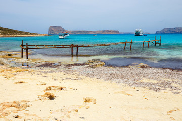 View of the beautiful beach in  Balos Lagoon, Crete