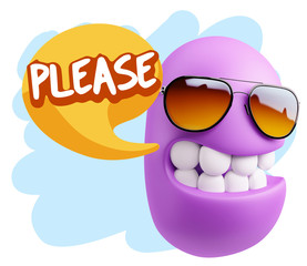3d Illustration Laughing Character Emoji Expression saying Pleas