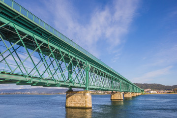 Green steel bridge in Viana do Castelo