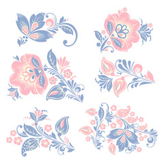 vector pastel Flower set. Romantic Floral elements set. EPS 8
