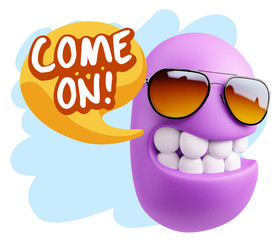 3d Illustration Laughing Character Emoji Expression saying Come