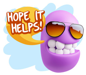 3d Illustration Laughing Character Emoji Expression saying Hope