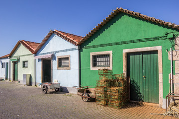 Fototapeta na wymiar Colorful houses in the fishing harbor of Viana do Castelo
