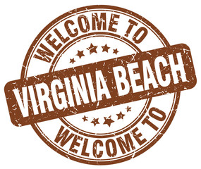 welcome to Virginia Beach brown round vintage stamp