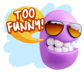 3d Rendering Smile Character Emoticon Expression saying Very Fun