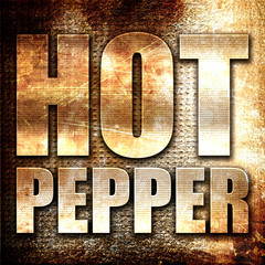 hot pepper, 3D rendering, metal text on rust background