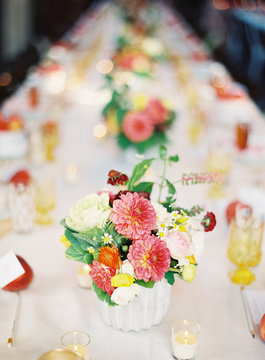 Dressed table with flowers 
